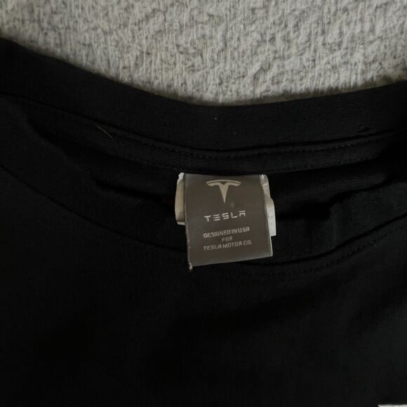 Tesla Unisex Sweatshirt L Black Crew Neck Fleece Pullover Embroidered Sweater - Picture 5 of 10